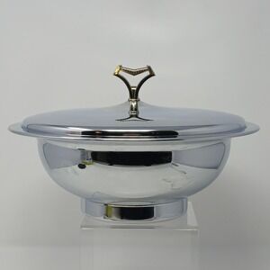 Vtg Kromex Chrome Silver Tone Round Lidded Party Serving Dish  1960s Made In USA